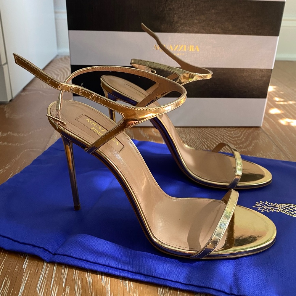 Aquazzura Naked 105mm Metallic Sandals Size 38